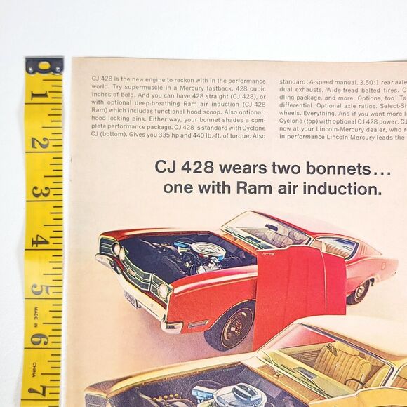 1969 Mercury Cyclone CJ 428 Vintage Print Ad Hot Rod Magazine Muscle Car Decor - Picture 2 of 6
